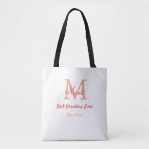 simple minimal best Grandma ever red monogram text Tote Bag