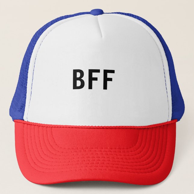 Simple minimal BFF best friends family custom name Trucker Hat (Front)