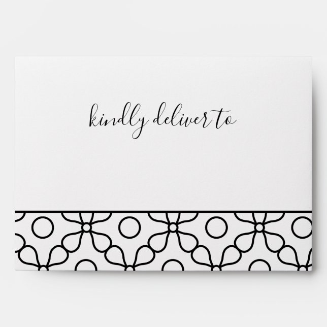 Simple Minimal Black and White Calligraphy Wedding Envelopes (Front)