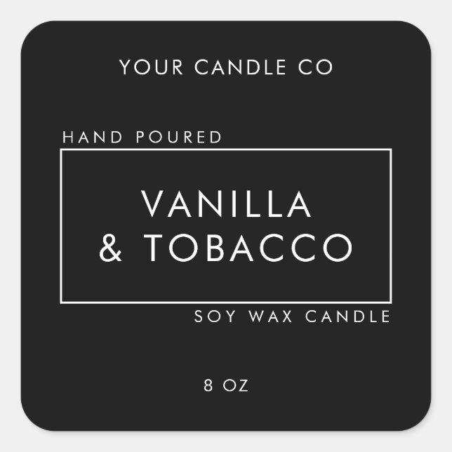 Simple Minimal Black and White Candle Label (Front)