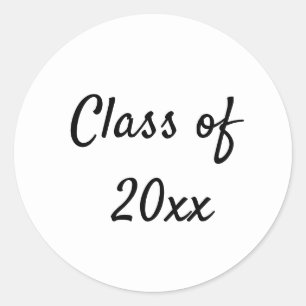 simple minimal black calligraphy graduation class classic round sticker