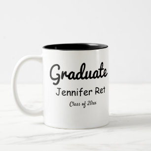 simple minimal black calligraphy graduation  coffe Two-Tone coffee mug