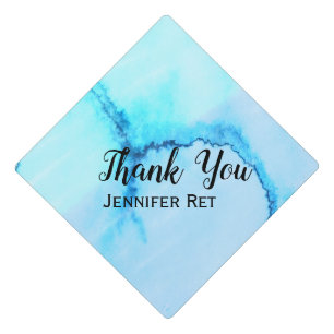 simple minimal black calligraphy thank you add nam graduation cap topper