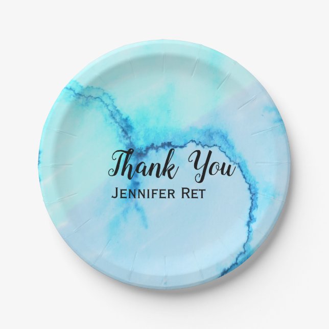 simple minimal black calligraphy thank you add nam paper plate (Front)