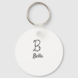 Simple minimal black monogram letter B add name  T Keychain