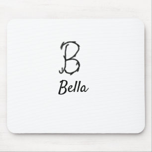 Simple minimal black monogram letter B add name T Mouse Pad