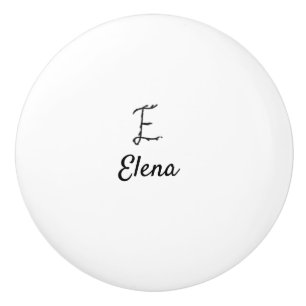 Simple minimal black monogram letter E add name    Ceramic Knob