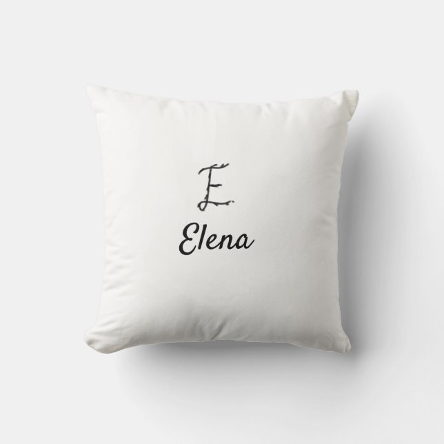 Simple minimal black monogram letter E add name   Throw Pillow (Front)