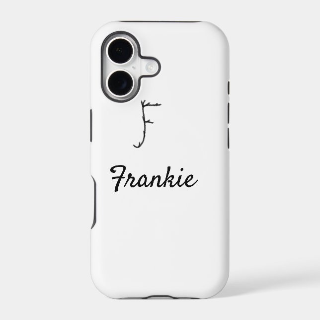 Simple minimal black monogram letter F add name    (Back)