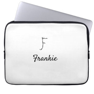 Simple minimal black monogram letter F add name Laptop Sleeve