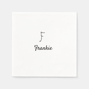 Simple minimal black monogram letter F add name Napkin