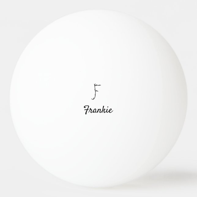 Simple minimal black monogram letter F add name    Ping Pong Ball (Front)