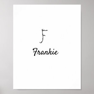 Simple minimal black monogram letter F add name    Poster