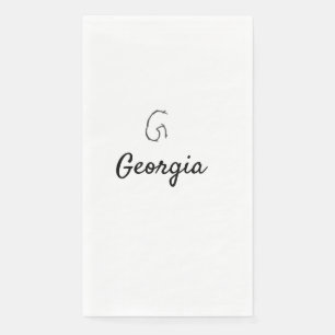 Simple minimal black monogram letter G add name T Napkin
