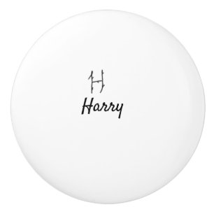 Simple minimal black monogram letter H add name    Ceramic Knob