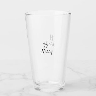 Simple minimal black monogram letter H add name Glass