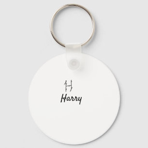 Simple minimal black monogram letter H add name    Keychain
