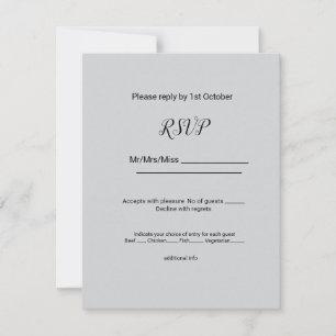simple minimal black w add your name text editable RSVP card