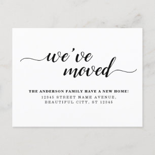 Simple Minimal Black We've Moved New Home Moving Announcement Postcard