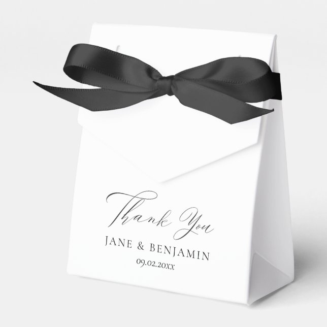 Simple Minimal Black & White Luxury Wedding Favor Box (Front Side)