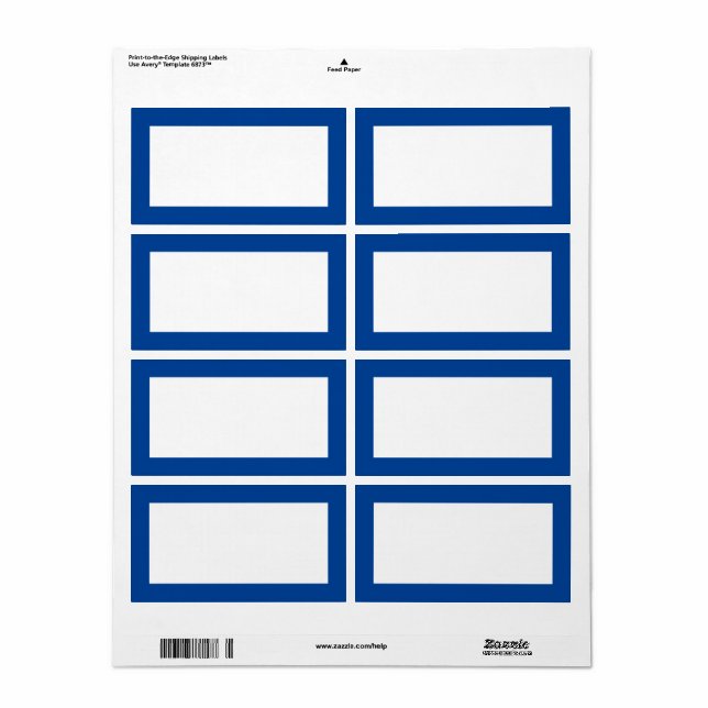 Simple Minimal Blank Label Navy Blue Border Frame (Full Sheet)