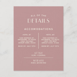 Simple Minimal Blush Ecru Wedding Detail Enclosure Card