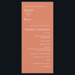 Simple Minimal Bold Orange Citrus Wedding Program<br><div class="desc">A simple wedding program in a happy cheerful bold orange citrus colour presents your wedding order of ceremony and wedding party names in classic style. The overall design has a clean look that is easy for your guests to read. An elegant understated type face pairing presents your text clearly and...</div>