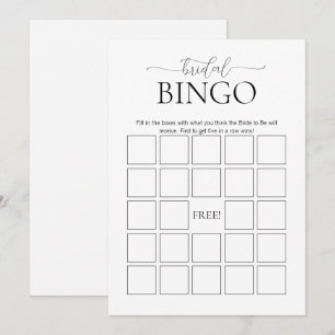Simple Minimal Bridal Bingo Bridal Shower Game Invitation