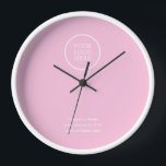 Simple Minimal Business Company Logo Pink  Clock<br><div class="desc">An elegant custom business  template in a modern minimalist style which can be easily updated with your company logo and company slogan or info. If you need any help personalizing this product,  please contact me using the message button and I'll be happy to help.</div>