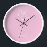 Simple Minimal Business Company Logo Pink  Clock<br><div class="desc">An elegant custom business  template in a modern minimalist style which can be easily updated with your company logo and company slogan or info. If you need any help personalizing this product,  please contact me using the message button and I'll be happy to help.</div>