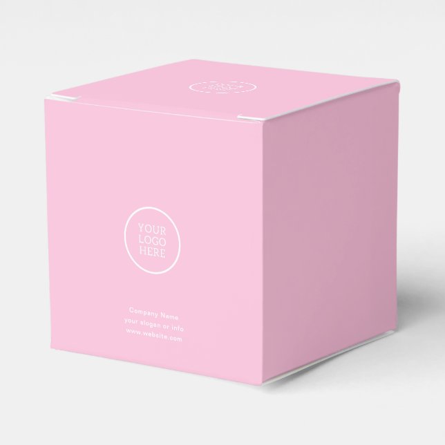 Simple Minimal Business Company Logo Pink  Favor Box (Front Side)