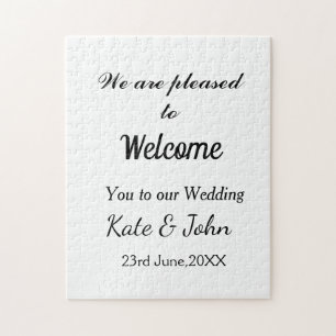 Simple minimal calligraphy add your name wedding w jigsaw puzzle