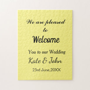 Simple minimal calligraphy add your name wedding w jigsaw puzzle