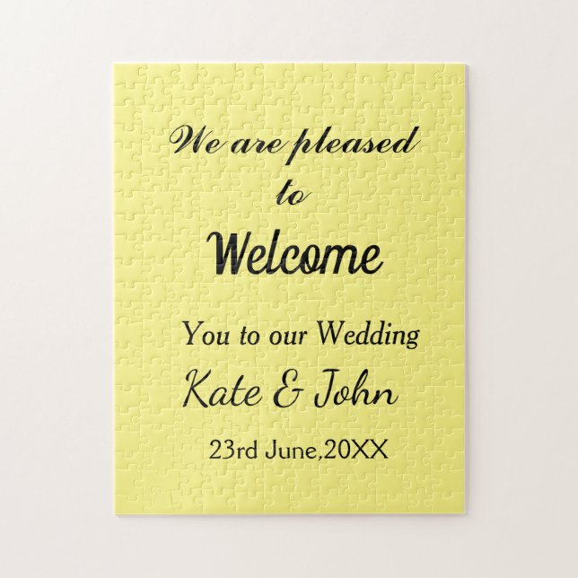 Simple minimal calligraphy add your name wedding w jigsaw puzzle (Vertical)