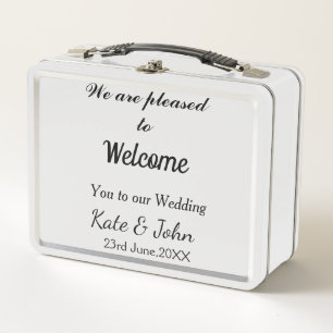 Simple minimal calligraphy add your name wedding w metal lunch box