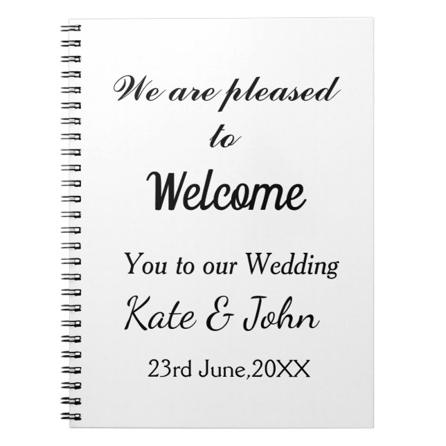 Simple minimal calligraphy add your name wedding w notebook (Front)