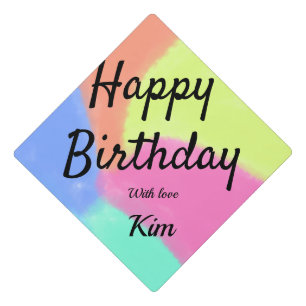 simple minimal calligraphy happy birthday custom a graduation cap topper