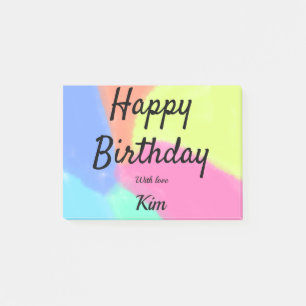 simple minimal calligraphy happy birthday custom a post-it notes