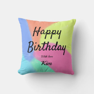 simple minimal calligraphy happy birthday custom a throw pillow