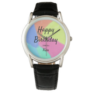 simple minimal calligraphy happy birthday custom a watch