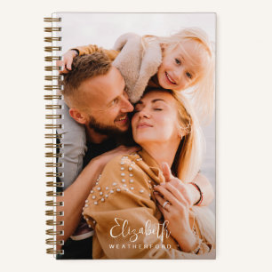 Simple Minimal Calligraphy Script Name Photo Notebook