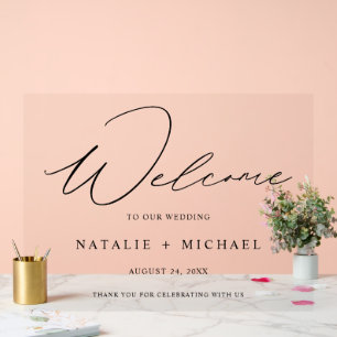 Simple Minimal Calligraphy Welcome To Our Wedding Acrylic Sign