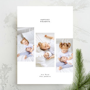 Simple Minimal Christmas 3 Photo Frames Holiday Card