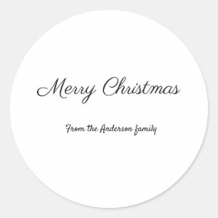 simple minimal christmas times add your text   classic round sticker