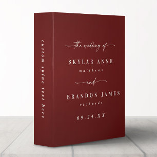 Simple Minimal Cinnamon Red Wedding Photo Album Binder
