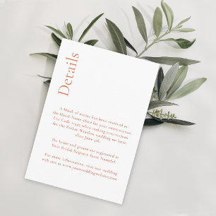 Simple Minimal Citrus Grove Wedding Details Enclosure Card
