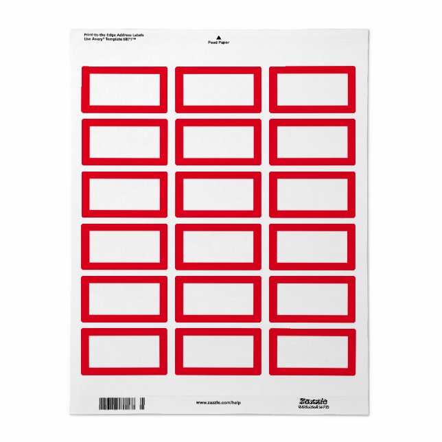 Simple Minimal Classic Blank Label with Red Border (Full Sheet)