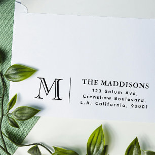 Simple Minimal Classic Monogram Return Address Self-inking Stamp