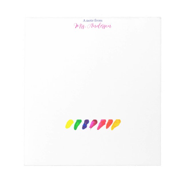 Simple Minimal Colored Kindergarten Teacher Notepad (Front)