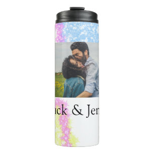 Simple minimal colorful glitter add name photo ima thermal tumbler